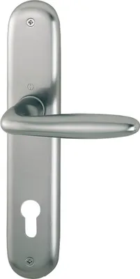 Image de Garniture à béquilles VERONA - sur plaque PZ 88, 37 - 47, inox effet ÖNORM