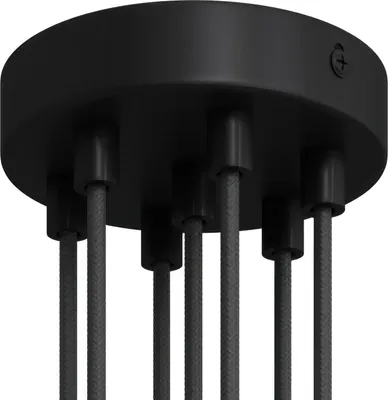 Immagine prodotto di Creative-Cables Kit rosone cilindrico in Metallo a 7 Fori - Cilindrico, Nero