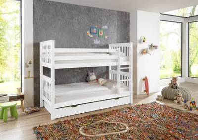 Produktbild von RELITA Etagenbett Kick Buche massiv weiß lackiert