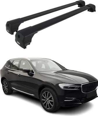 Image de Barres De Toit Transversales pour Volvo XC60 2017-2023 Aluminium Noir ABE