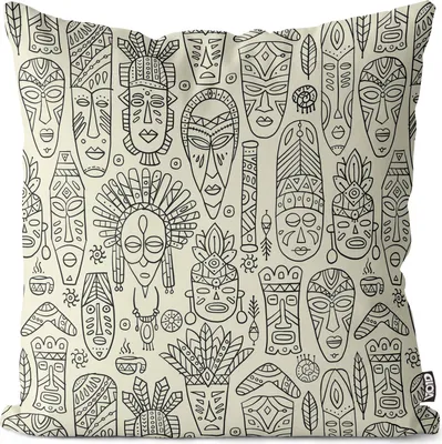 Produktbild von VOID Afrika Masken Muster Kultur Kissenbezug Kissenhülle sofa couch wohnzimmer dekoration wasserfest Outdoor Garten Kissen bezug deko