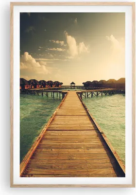 Produktbild von Gerahmtes Poster - Rahmen in heller Eiche - Malediven Ferienhäuser Wasser - 61x91,5 cm - Wand Bild - Wanddeko - Wandbilder - Kunstposter - Wandposter - Bilderrahmen - Bilder - P2NPA61x91-4951
