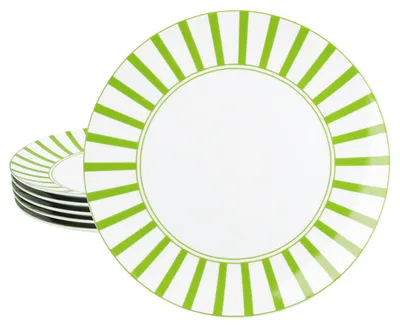 Immagine prodotto di Split verde a righe 6x piatto da pranzo Ø27cm porcellana 6 persone piatto da pranzo a righe