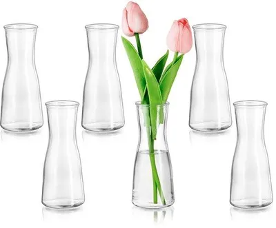 Image de Petites décorations de table en verre, couronnes de fleurs minimalistes, verres modernes, lot de 6, pour le salon, un mariage, une fête, la salle à manger, vase décoratif