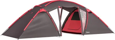 Produktbild von Tunnelzelt, Campingzelt für 4-6 Personen, mit 3 Räumen, Lichthaken Doppeltüren Grau