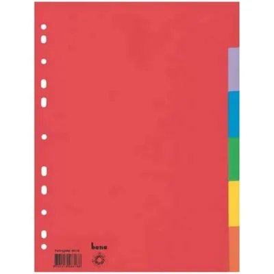 Produktbild von bene Ordnerregister DIN A4 Vollformat blanko farbig 6-teilig, 1 Satz
