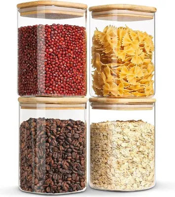 Immagine prodotto di Contenitori in vetro ermetici con coperchio - 1100 ml - Ermetici - Vetro - Tappo in bambù