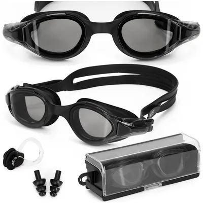 Image de Lunettes de plongée - Lunettes de natation - Incluent des bouchons d'oreille et un clip nasal - Réglables - Unisexe - Noir