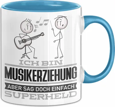 Produktbild von Musikerziehung Geschenk Tasse Ich Bin Musikerziehung Aber Sag Doch Einfach Superheld Lustige Geschenkdiee für Musikerziehung Kaffee-Becher (Blau)