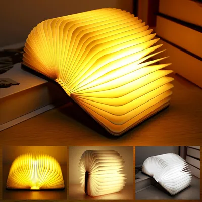 Produktbild von GAOUTO LED Buch Licht, Faltbare Buchlampe, 3 Farben Magnetische LED Buch Licht Stimmungslicht, USB Aufladbare, Nachttischlampe für Haus- und Bibliotheksdekoration, Geschenk