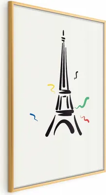Produktbild von Posterpapier Poster - Black Illustration of the Eiffel Tower on a Light Background 21x30 cm Abstrakt i-B-10059-ao-a