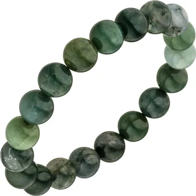 Produktbild von Armband Armschmuck aus Moosachat grün Edelsteinarmband elastisch endlos 19cm