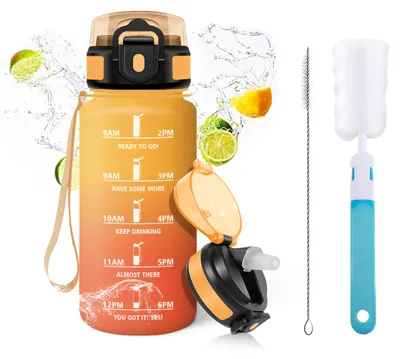 Imagen del producto de Botella de agua de 500 ml con indicador de tiempo, libre de BPA, a prueba de fugas, botella deportiva