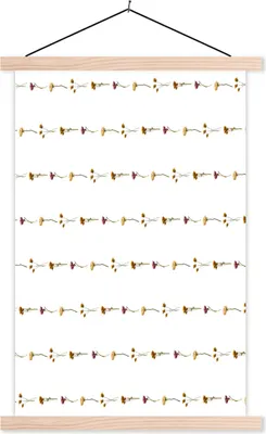 Produktbild von MuchoWow® Textilposter Blumen - Muster - Pastell 120x180 cm mit holzfarbenen Rahmen - Textil-Plakat