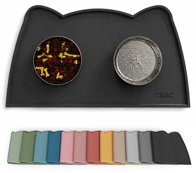 Zdjęcie produktu dla Mata pod miskę dla psa i kota - Silikon - Antypoślizgowa - 46 x 25 cm - Czarna