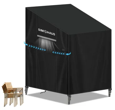 Produktbild von Schutzhülle für Gartenstühle Stapelstühle Hochlehner Wetterfest 80x100x150/110cm 420D Oxford Grau