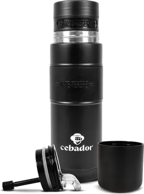 Image de Cebador - Thermos Yerbomos XL Tasse à maté tout-en-un, noir, 750 ml - Thermos 3-en-1, matero, bombilla - Double paroi isolante - Maintient la température