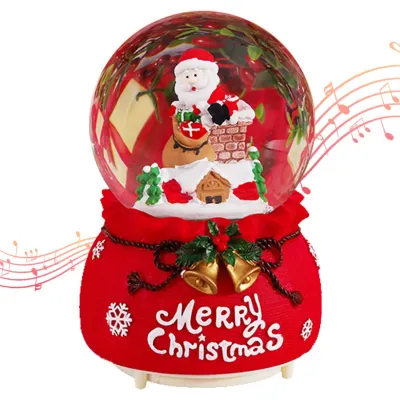 Weihnachtsmann-Wasserball-Laterne, rotierend, 11x15 cm, rot