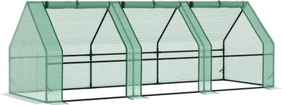 Zdjęcie produktu dla Szklarnia Outsunny z 3 zwijanymi oknami, folia z siatki PE, szklarnia z folii stalowej, szklarnia na balkon, ogród, szklarnia na pomidory 270x90x90 cm, szklarnia na pomidory, warzywa, kwiaty, rośliny, zieleń