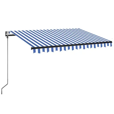 Zdjęcie produktu dla vidaXL Automatyczna markiza z czujnikiem wiatru LED 350x250 cm Niebiesko-biała