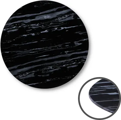 Produktbild von HOOZ Glasplatte als Tischplatte in Ø60cm Facettenschliff, Schutzplatte mit 6mm ESG Sicherheitsglas (Marmoroptik Schwarz)