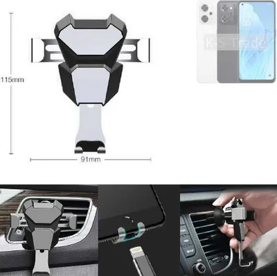 Produktbild von K-S-Trade Lüftungshalterung kompatibel mit Oppo Reno9 A kompakte Handy-Halterung Lüftungsschlitz Lüftungsgitter Autohalterung KFZ Auto-Halterung