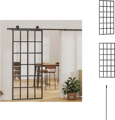 Zdjęcie produktu dla vidaXL Drzwi przesuwne ESG szkło i aluminium 90x205 cm czarne - Drzwi