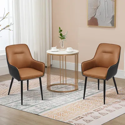 Produktbild von CLIPOP Esszimmerstühle 2er Set Gepolstertes Kunstleder Sitz,Design-Patente Küchenstuhl, Braun Grau