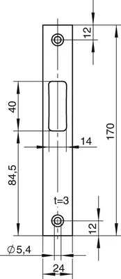 Produktbild von WILKA Schließblech 9317 flach für Rohrrahmen-Fallenschloss, 170x24x3mm,Edelstahl