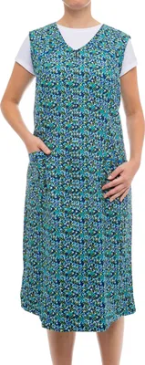 Produktbild von Tobeni Damen Kittelschürze lang mit Reissverschluss und Taschen ohne Arm 100% Baumwolle, Farbe:Design 39, Grösse:54
