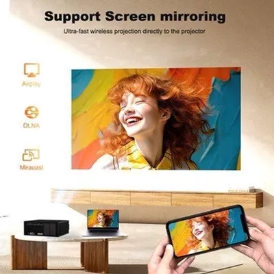 Productafbeelding van Beamer 1600 ANSI Lumen - 1080P Full HD Resolutie - LCD Scherm - Zwart - Voor Thuisbioscoop En Presentaties