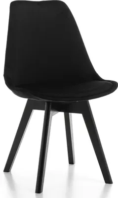 Produktbild von NEW HOME Stuhl DUBLIN Esszimmerstuhl im skandinavischen Stil - schwarz Samt Velours - moderner Küchenstuhl mit Sitzkissen schwarze Beine