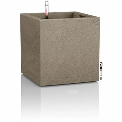 Immagine prodotto di Fioriera LECHUZA CANTO Stone 40 Low Sand beige | fioriera con sistema di irrigazione | aspetto pietra naturale | 40 x 40 x 40 cm | 13721