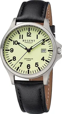 Produktbild von Regent Leder Herren Uhr Armbanduhr Quarz schwarz Lederarmband D2UR1092569