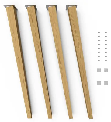 Produktbild von 4x sossai Holzfüße eckig - schräge Ausführung 71cm Eiche