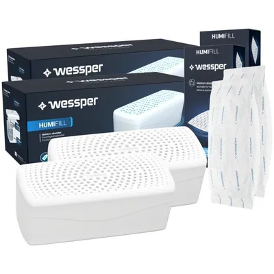 Immagine prodotto di 2 deumidificatori Wessper + 2 sacchetti da 500 g di granulato HUMIFILL – Deumidificatori per ambienti contro umidità, muffa e odori