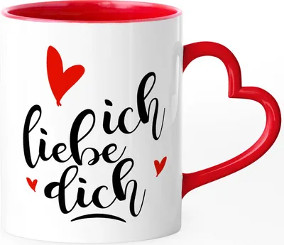 Produktbild von Tasse mit Herz-Henkel Liebeserklärung ich liebe dich Geschenk Valentinstag Jahrestag Weihnachten Mann/Frau/Partner SpecialMe® rot Herz-Tasse