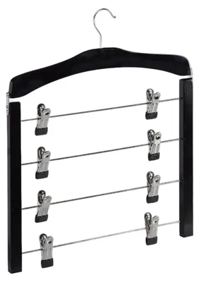 Image de Ensemble de cintres pour jupes/pantalons, Bois, Noir, 3 pièces