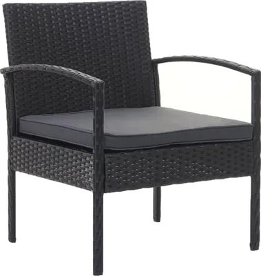 Immagine prodotto di Set in poly-rattan HWC-F56, set da balcone/giardino/salotto ~ nero, cuscini grigio scuro