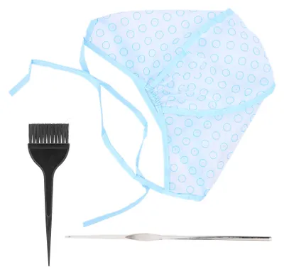Image de Kit de mèches de cheveux, bonnet de mèches réutilisable avec pinceaux de coloration capillaire et crochet