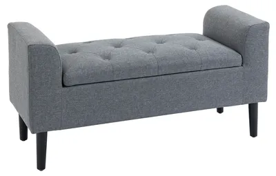 Produktbild von Aufbewahrungsbank - Sitzbank - Halbsitzbank - Aufbewahrungsbox - Bank - Polyester mit Leinenoptik - Holzfüße