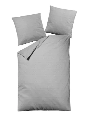 Produktbild von Dormisette Fein Flanell Bettwäsche 135x200 Zickzack silber uni 1034-25
