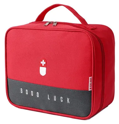 Produktbild von Medikamententasche Notfalltasche Große Kapazität Wasserfest Rot 25x20x13,5 cm Oxford