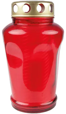 Produktbild von Grablicht im Glas inkl. Kerze 50h Rot – Grableuchte mit Grabkerze N3, wetterfest mit Aludeckel, Gedenkkerze für Grab, Friedhof und Grablaterne