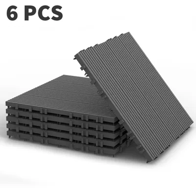 Immagine prodotto di Piastrelle per terrazza - Pannelli a incastro per pavimentazione - Motivo a righe - Antiscivolo - PVC - 30 x 30 x 2 cm - 6/12 pezzi - Colore A