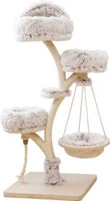 Produktbild von Dehner Lieblinge Kratzbaum Bonnie, Katzenbaum robust, Kletterbaum für Katzen, ca. 58 x 130 x 58 cm, Plüsch / Spanplatte / Sisal / Metall, beige / weiß