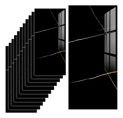 Produktbild von Wandpaneele, 10 Stück Marmoroptik Wandpaneele Selbstklebend, 60cm x 30cm, PVC Fliesenaufkleber, Schwarz
