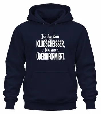 Immagine prodotto di Felpa con cappuccio, colore blu navy, taglia 3XL, con la scritta: "Non sono un saputello, sono solo sarcasmo"