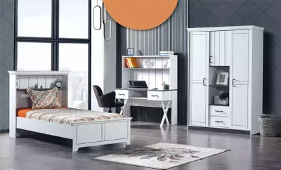 Zdjęcie produktu dla Kompletny zestaw do pokoju dziecięcego łóżko biurko szafa 3 szt.