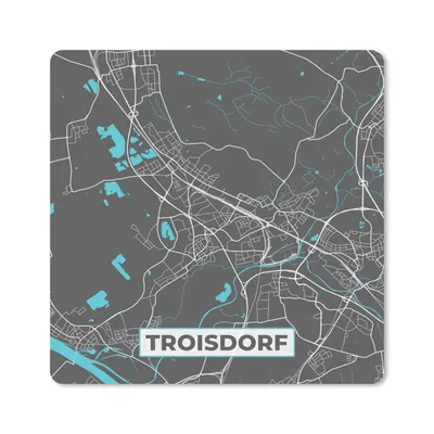 Produktbild von MuchoWow® Mauspad Mousepad Troisdorf - Stadtplan - Blau - Karte - Deutschland 30x30 cm - Mousepads - Maus Mat - Pad - Mausunterlage - Gaming